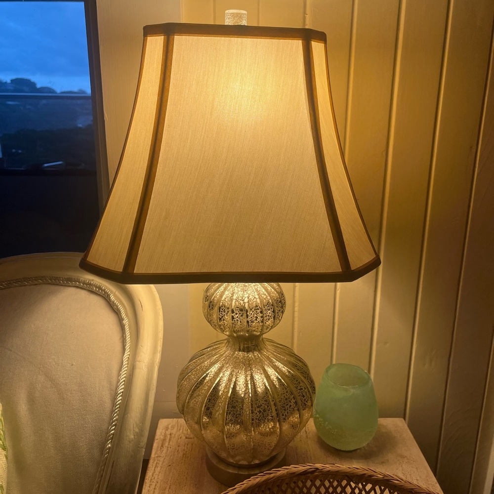 Crackled silver lamp and vintage shade